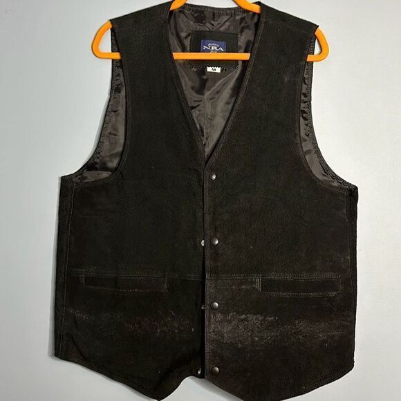NRA Leather Vest Concealed Pocket Men’s Medium - Picture 2 of 8